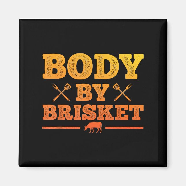 Rolig köttgrillningskonst för män och kvinnor Bbq  Magnet (Framsidan)