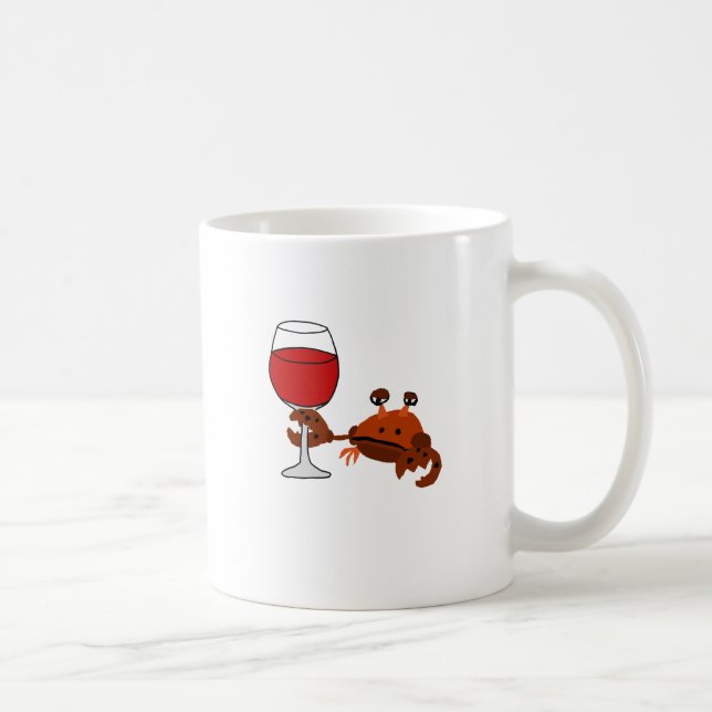 Rolig krabba som dricker vinkonstverk kaffemugg (Höger)