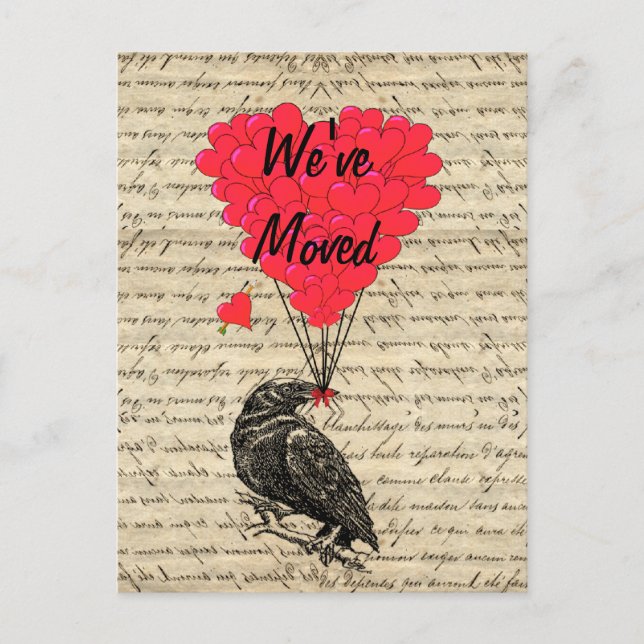 Rolig kråka adressändring meddelande vykort (Framsida)