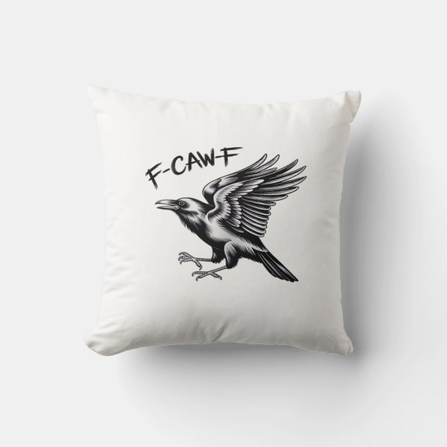 Rolig Kråka F-Caw-F Essential Minimal Ren Kudde (Framsida)