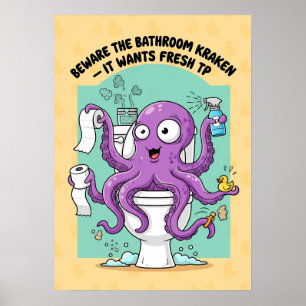 Rolig Kraken Badrum Poster