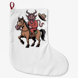 Rolig Krampus Jul Elak Santa Cowboy Västern Stor Julstrumpa