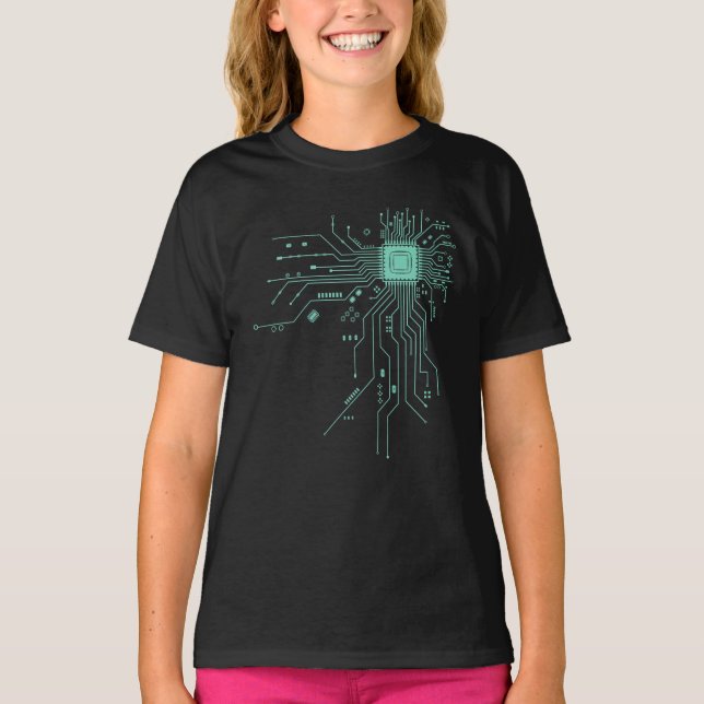 Rolig kretskort dator elektronik t shirt (Framsida)