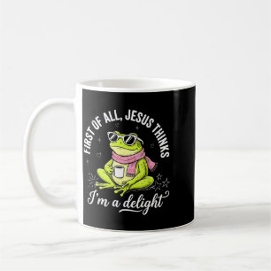 Rolig kristen groda först av Jesus tycker A Kaffemugg