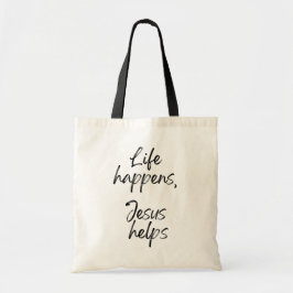 Rolig kristen humor handskriven minimalism tygkasse
