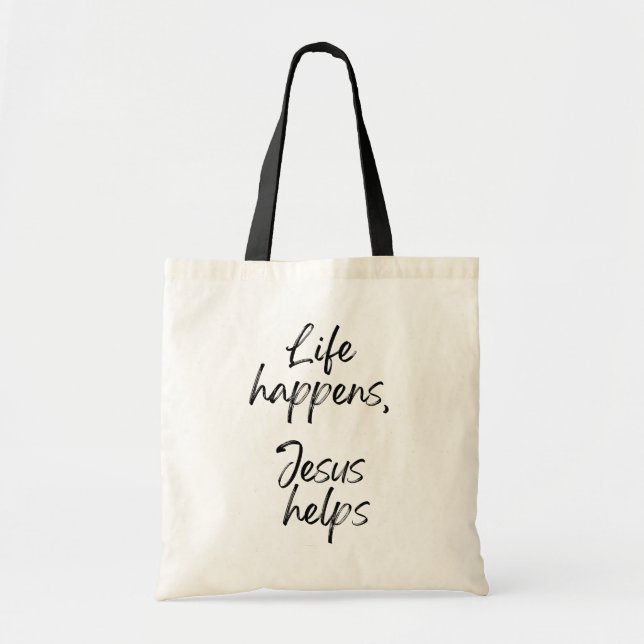 Rolig kristen humor handskriven minimalism tygkasse (Framsidan)