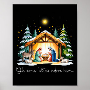 Rolig kristen jul Jesus Kom låt oss tillbe Poster