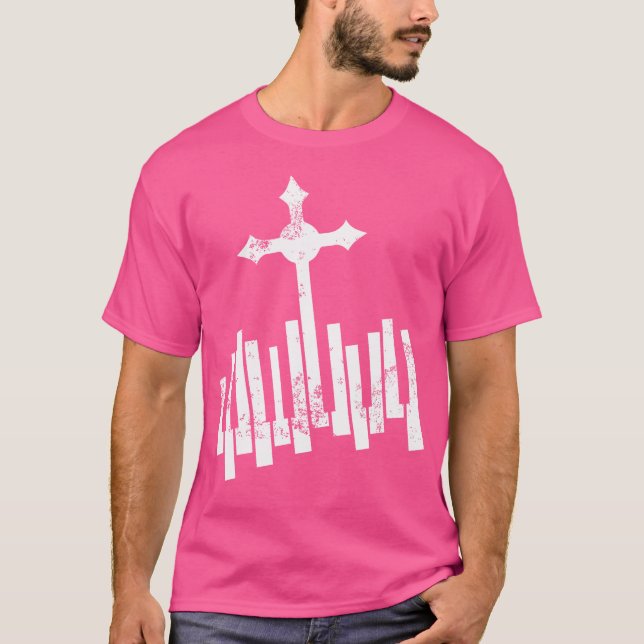 Rolig kristen keyboard 	 Pianospelare present T Shirt (Framsida)