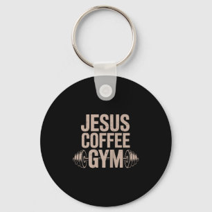 Rolig kristen träning Jesus kaffe gym skivstång C Nyckelring