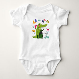 Rolig krokodil med beställnings- babyBodysuits f Tröja