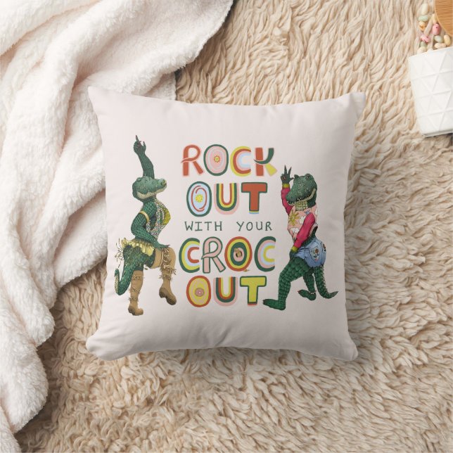 Rolig Krokodil Puns Rocka Ut Med Din Krokodil Ut Kudde (Filt)