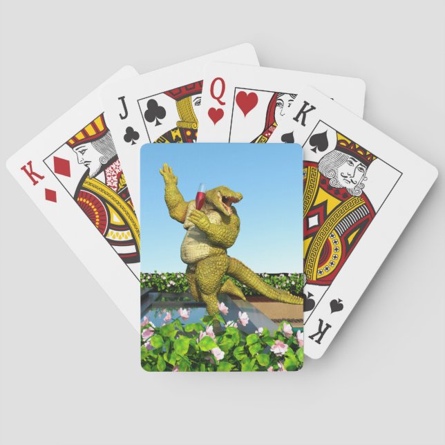 Rolig krokodilchampagnedammsfestkonst casinokort (Baksidan)