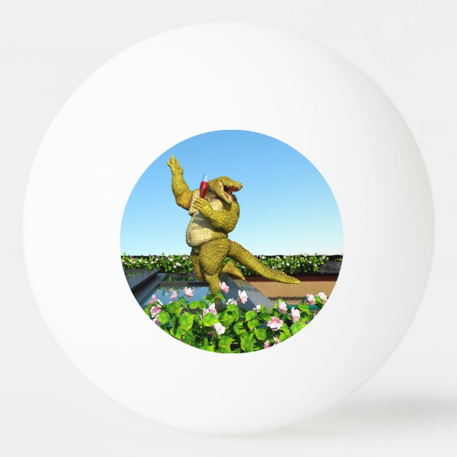 Rolig krokodilchampagnedammsfestkonst pingisboll (Framsidan)