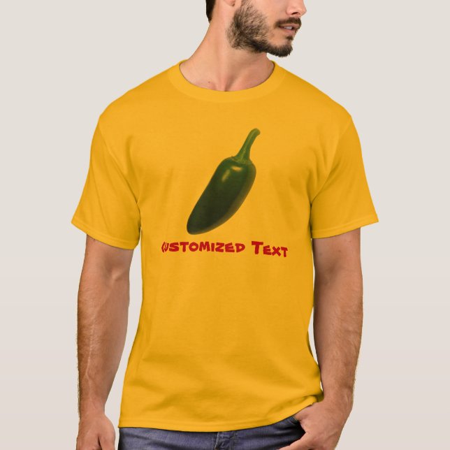 Rolig & kryddig Jalapenopeppar Tee Shirt (Framsida)