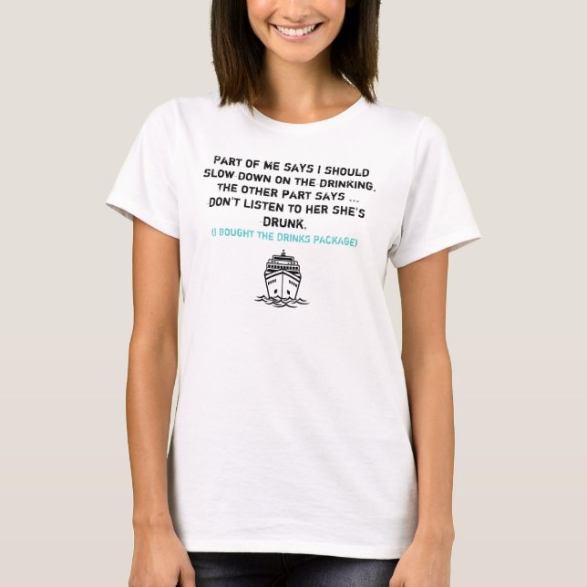 Rolig Kryssningsfartyg Dricker Drycker Paket T Shirt (Framsida)