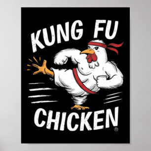 Rolig Kung Fu Kyckling Karate Tupp Kvinnor Män Chi Poster