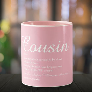 Rolig kusin definition Elegant skript flickig rosa Två-Tonad Mugg
