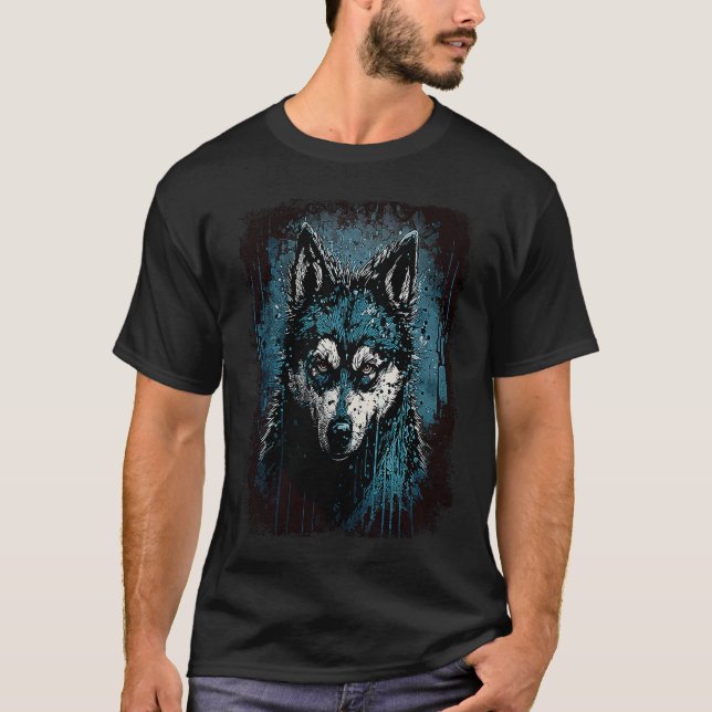 Rolig Kuslig Husky T Shirt (Framsida)
