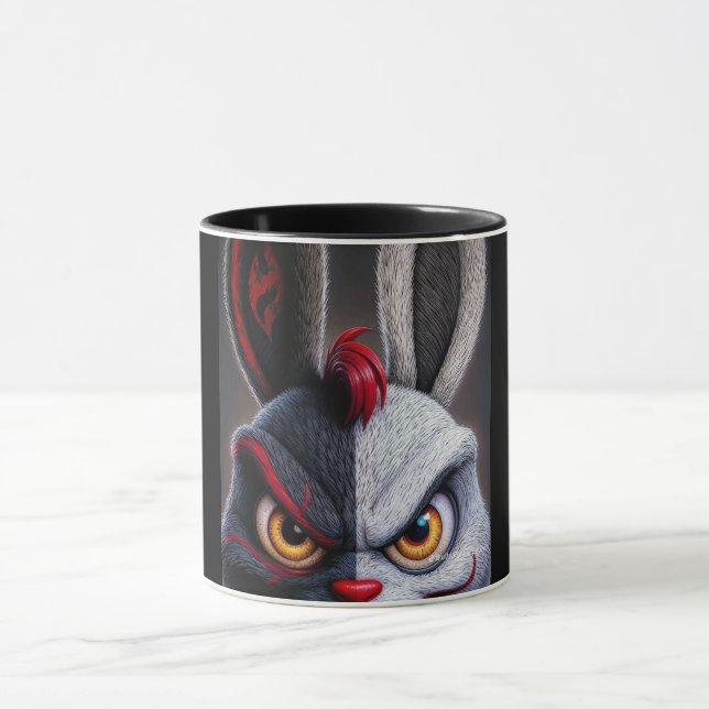 Rolig kuslig monsteransikte svart kaffemugg | Teck (Center)