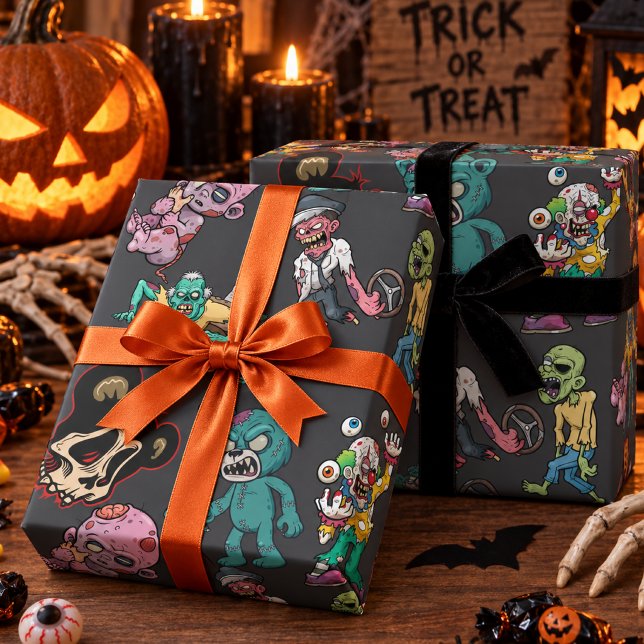 Rolig Kuslig Tecknad Monster Halloween Presentpapper (Skapare uppladdad)