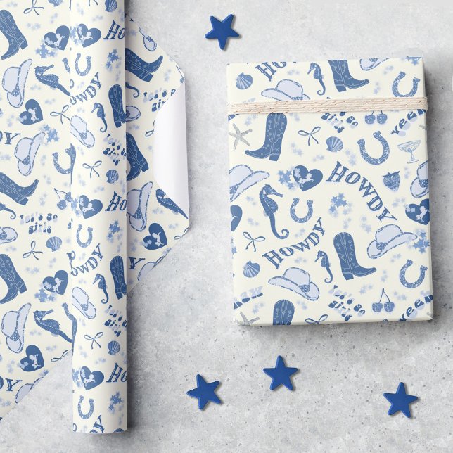 Rolig kustcowgirl Bach-klubb mönster Presentpapper (Skapare uppladdad)
