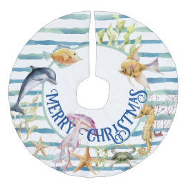 Rolig kuststrandtema God Jul Julgransmatta Fusklinne