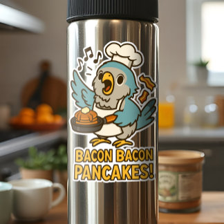 Rolig kvaakerpapagojkok som sjunger baconpannkakor klistermärken