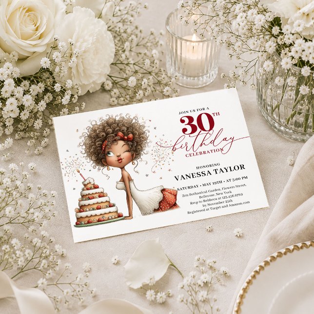 Rolig kvinna 30-års födelsedag Marsala Script Röd  Inbjudningar (Funny Woman 30th Birthday Marsala Script Red Party Invite

)