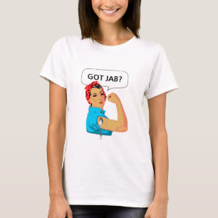 Rolig kvinna med stickskott tecknad serie t shirt