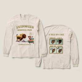 Rolig kvinna tar bild på vild bison T-shirt