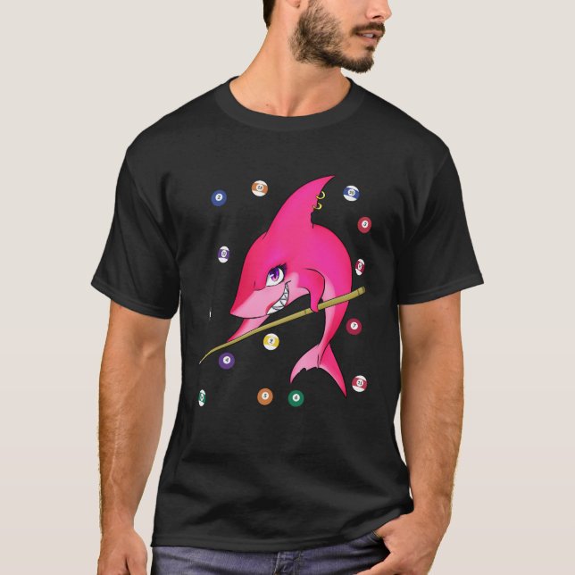 Rolig kvinnlig biljardbassänghaj t shirt (Framsida)