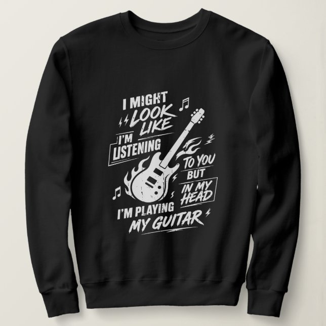 Rolig kvinnlig gitarrist som spelar gitarr i mitt  t shirt (Design framsida)