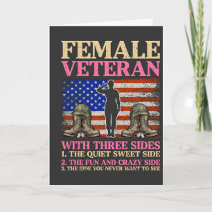 Rolig kvinnlig veteran militär kvinna amerikansk f kort