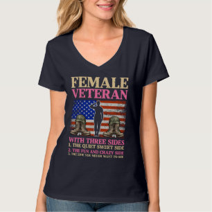 Rolig kvinnlig veteran militär kvinna amerikansk f t shirt