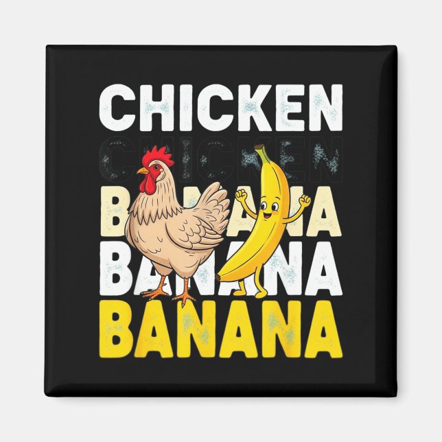 Rolig Kyckling Banan Dans Meme För Barn & Vuxna Magnet (Framsidan)