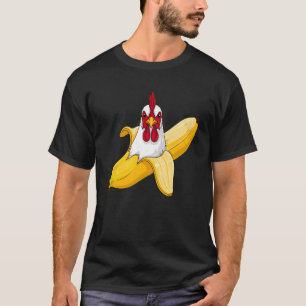 Rolig Kyckling Banan Tecknad Grafik för Djurfantas T Shirt