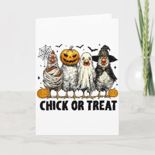 Rolig Kyckling Eller Behandla Halloween Häxa Kusli Kort