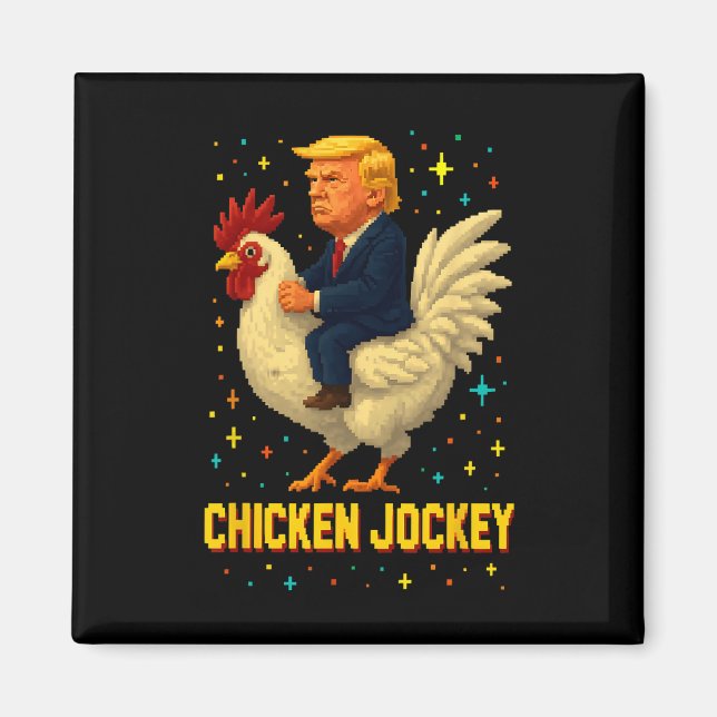 Rolig Kyckling Jockey Trump Meme 2  Magnet (Framsidan)
