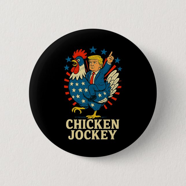 Rolig Kyckling Jockey Trump Meme  Knapp (Framsida)