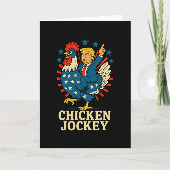 Rolig Kyckling Jockey Trump Meme  Kort (Framsida)