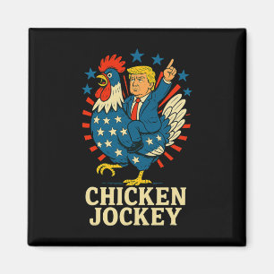 Rolig Kyckling Jockey Trump Meme Magnet