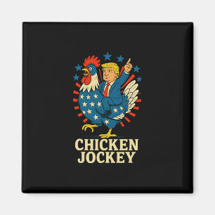 Rolig Kyckling Jockey Trump Meme Magnet