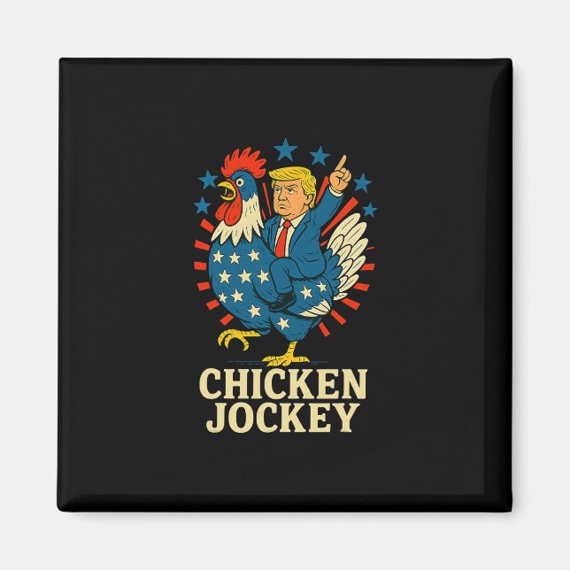 Rolig Kyckling Jockey Trump Meme  Magnet (Framsidan)
