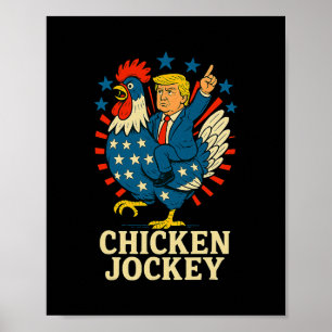 Rolig Kyckling Jockey Trump Meme Poster