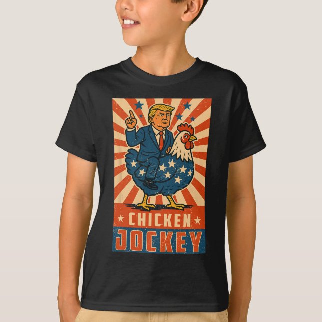 Rolig Kyckling Jockey Trump Meme  T Shirt (Framsida)