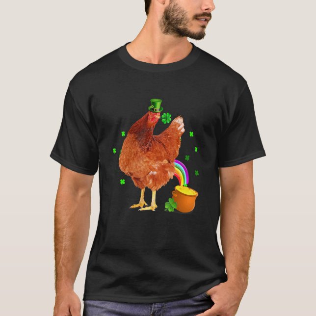 Rolig Kyckling Leprechaun Hatt St Patrick's Day Sh T Shirt (Framsida)