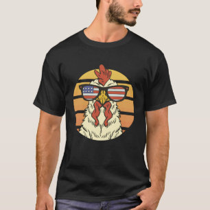 Rolig kyckling med amerikanska flaggans solglasögo t shirt