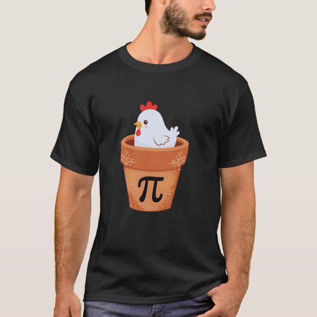 Rolig Kyckling Pot Pi 3.14 Matematik Vetenskap Pi  T Shirt (Framsida)