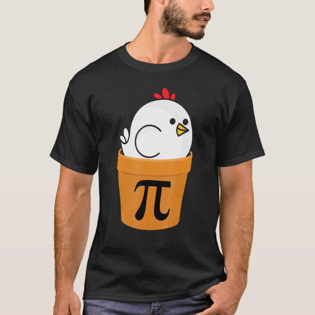 Rolig Kyckling Pot Pi  Älskar Math Math Day T Shirt (Framsida)