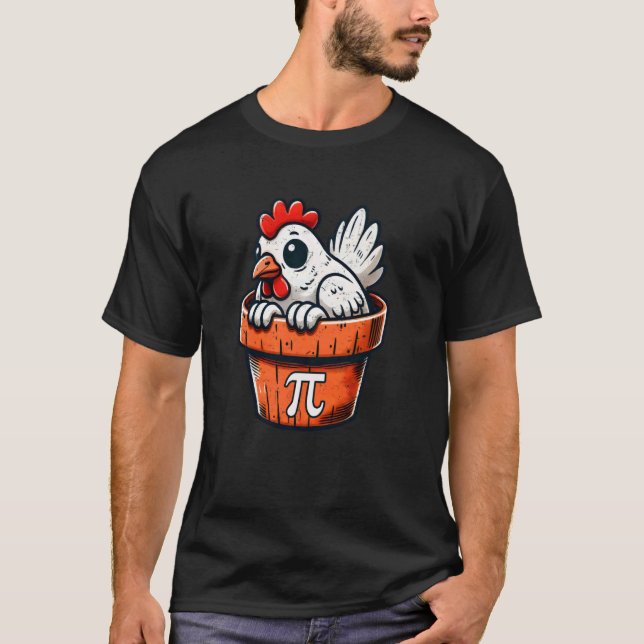 Rolig Kyckling Pot Pi Dag 3.14 Pi Symbol Matematik T Shirt (Framsida)